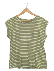 Vorschaubild 1 von Damen T-Shirt gestreift Grün Gr. 38 Stickerei Casual