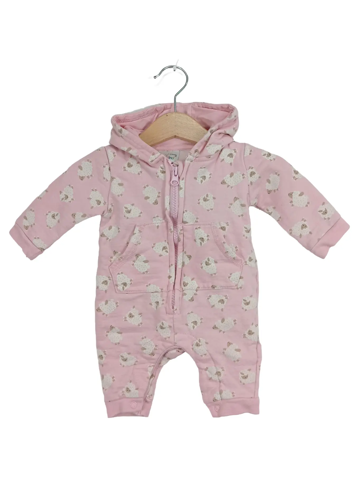 ORSOLINO Baby Schlafanzug Strampler Gr. 56 Pink Schaf-Muster Kapuze