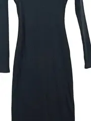 Vorschaubild 2 von Damen Strickkleid Maxikleid Langarm Schwarz Gr. 34/XS