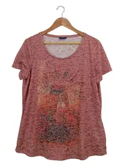 Vorschaubild 1 von Damen T-Shirt Rosa mit Print Gr. 46/3XL Casual