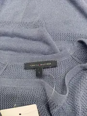 Vorschaubild 3 von Damen Pullover Gr. 36/S Blau Lochmuster Klassisch