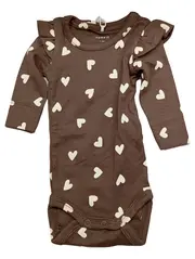 Vorschaubild 1 von Baby Body Langarm Gr. 56 Braun Herzen Rüschen Mädchen Bio