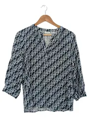 Vorschaubild 1 von Bluse Damen Gr. 40 L Modern Mehrfarbig Grafisches Muster 3/4-Arm