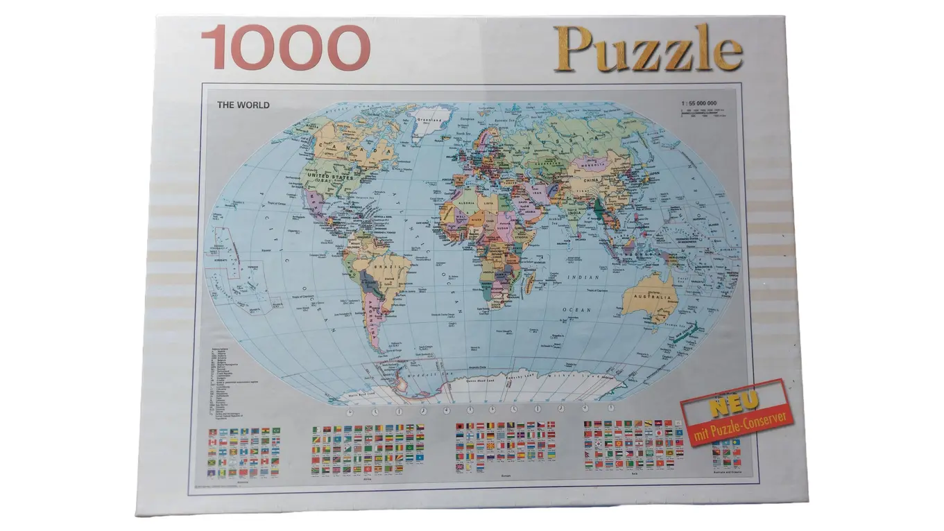 BOOKMARK VERLAG Weltkarte Puzzle 1000 Teile Geografie NEU mit Conserver