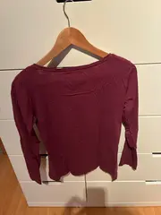 Vorschaubild 3 von EDC Damen Langarmshirt Gr. 36/S Lila Basic Baumwolle Langarm