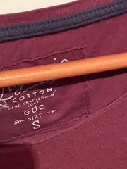 Vorschaubild 5 von EDC Damen Langarmshirt Gr. 36/S Lila Basic Baumwolle Langarm