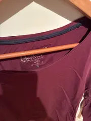 Vorschaubild 4 von EDC Damen Langarmshirt Gr. 36/S Lila Basic Baumwolle Langarm