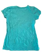 Vorschaubild 2 von T-Shirt Damen 44/XXL Türkis Casual Logo-Print V-Ausschnitt