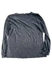 Vorschaubild 2 von Damen Langarmshirt Gr. 38 Grau V-Ausschnitt Spitze Meliert