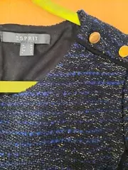 Vorschaubild 3 von Etuikleid Bleistiftkleid Blau Strukturmuster Zierknöpfe Gr. 36 S Business