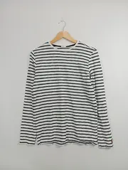 Vorschaubild 2 von Kinder Langarmshirt gestreift Weiß Gr. 164 Casual Baumwolle