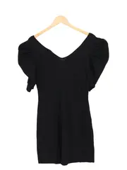 Vorschaubild 2 von Damen Strickkleid Gr. 40/L Schwarz Elegant Rüschenärmel