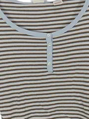 Vorschaubild 3 von Damen Freizeithemd Gestreift Henley Knopfleiste Gr. S