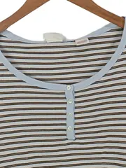 Vorschaubild 2 von Damen Freizeithemd Gestreift Henley Knopfleiste Gr. S