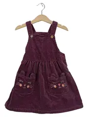 Vorschaubild 1 von Mädchen Latzkleid Cord Katze Gr. 92 Lila Freizeit Herbst Winter