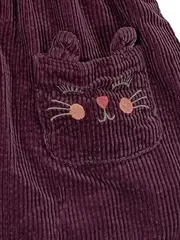Vorschaubild 3 von Mädchen Latzkleid Cord Katze Gr. 92 Lila Freizeit Herbst Winter