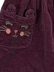 Vorschaubild 2 von Mädchen Latzkleid Cord Katze Gr. 92 Lila Freizeit Herbst Winter