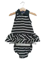 Vorschaubild 1 von Baby Set Kleid Höschen gestreift Logo Rüschen Gr. 9M/74 Blau