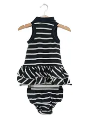 Vorschaubild 2 von Baby Set Kleid Höschen gestreift Logo Rüschen Gr. 9M/74 Blau