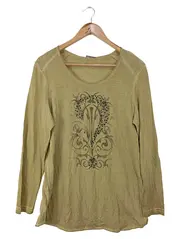 Vorschaubild 1 von Damen Langarmshirt Beige Einheitsgröße Casual Glitzer Motiv