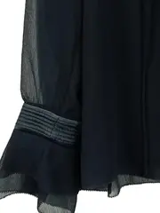 Vorschaubild 3 von Damen Bluse Langarm Schwarz Elegant Einheitsgröße Rüschen