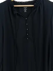 Vorschaubild 2 von Damen Bluse Langarm Schwarz Elegant Einheitsgröße Rüschen
