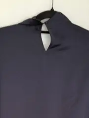 Vorschaubild 4 von Damen Bluse Stehkragen Gr. 42 Blau Elegant Punkte Langarm