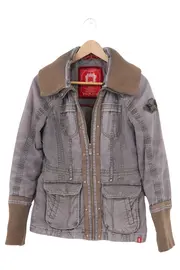 Vorschaubild 1 von Damen Sweatjacke Gr. 32/XS Grau Casual Kapuze Rippstrick