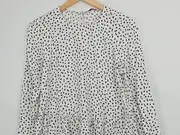 Vorschaubild 2 von edc Hemdbluse Damen Langarm Tupfenmuster Weiß Gr. 38/M Freizeit