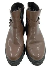 Vorschaubild 2 von Damen Stiefelette Lackleder Braun Gr. 37 Blockabsatz Kette