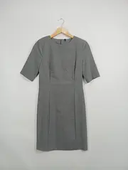 Vorschaubild 2 von BENETTON Businesskleid Damen Gr. 32/XXS Grau Kurzarm Elegant