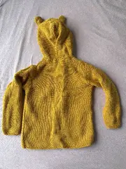 Vorschaubild 2 von Baby Strickjacke Gr. 98 Kapuze mit Ohren Gelb Baumwolle