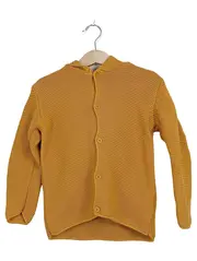 Vorschaubild 1 von Baby Strickjacke Gr. 98 Kapuze mit Ohren Gelb Baumwolle