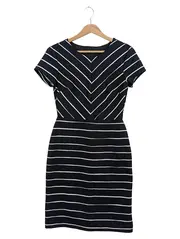 Vorschaubild 1 von Damen Businesskleid Gr. 32/XXS Schwarz Gestreift Elegant