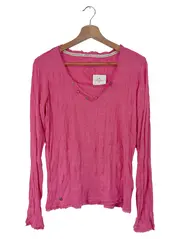 Vorschaubild 1 von edc Damen Langarmshirt Pink Gr. 34/XS Casual V-Ausschnitt