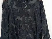 Vorschaubild 2 von Damen Hemdbluse XS Schwarz Modern Abstraktes Muster Langarm