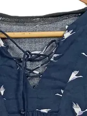 Vorschaubild 6 von Damen Freizeitkleid Gr. 36 S Blau Vogelmuster Rüschen Casual