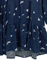 Vorschaubild 5 von Damen Freizeitkleid Gr. 36 S Blau Vogelmuster Rüschen Casual