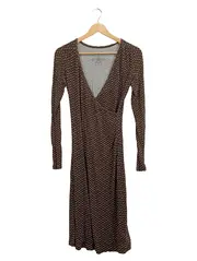 Vorschaubild 1 von Damen Strickkleid Wickelkleid Braun Gemustert Gr. 36 S