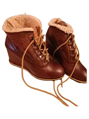 Vorschaubild 2 von Damen Stiefeletten Gr. 37 Braun Leder Keilabsatz Fellfutter