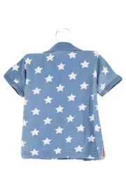 Vorschaubild 2 von Poloshirt Kinder Jungen Gr. 74 Blau Sterne Kurzarm Casual