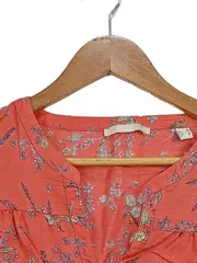 Vorschaubild 3 von Damen Bluse Top Leinen Rot Blumenmuster Einheitsgröße Casual