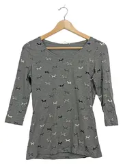 Vorschaubild 1 von Damen Langarmshirt Gr. S grau Hundemuster 3/4-Arm Casual