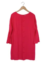Vorschaubild 2 von Damen Blusenkleid Gr. 42/XL Rot Elegant Klassisch Acetat Viskose