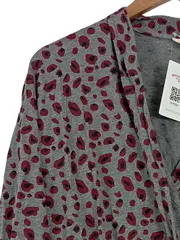 Vorschaubild 2 von Damen Bluse Wickelshirt S/M Leopardenmuster Grau Rot 3/4-Arm