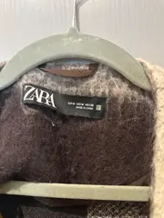 Vorschaubild 4 von Damen Poncho Kariert Braun Grau Fransen Wolle Gr. M