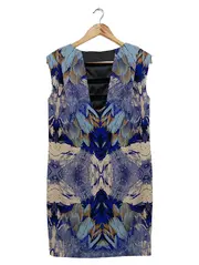 Vorschaubild 2 von . Etuikleid Damen Gr. 34/XS Mehrfarbig Abstrakt Elegant Bohemian