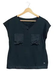 Vorschaubild 1 von EDC Damen T-Shirt Gr. 36 Schwarz Casual mit Satin-Applikationen
