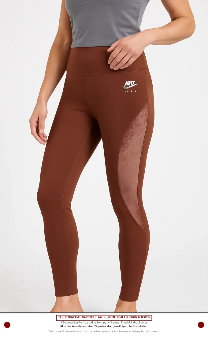 NIKE Damen Leggings S 36 Braun Sportlich Air Dri-FIT Sporthose