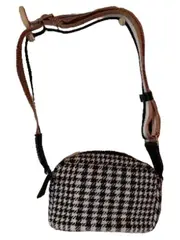 Vorschaubild 2 von Umhängetasche Houndstooth Muster Wolle Schwarz Weiß Damen